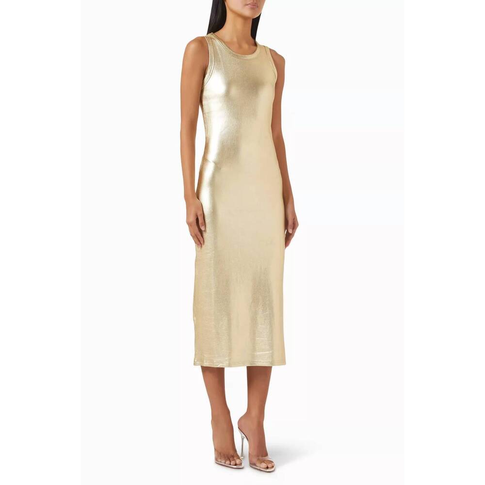 NEW NEVER FULLY DRESSED ribbed dress in gold metallic